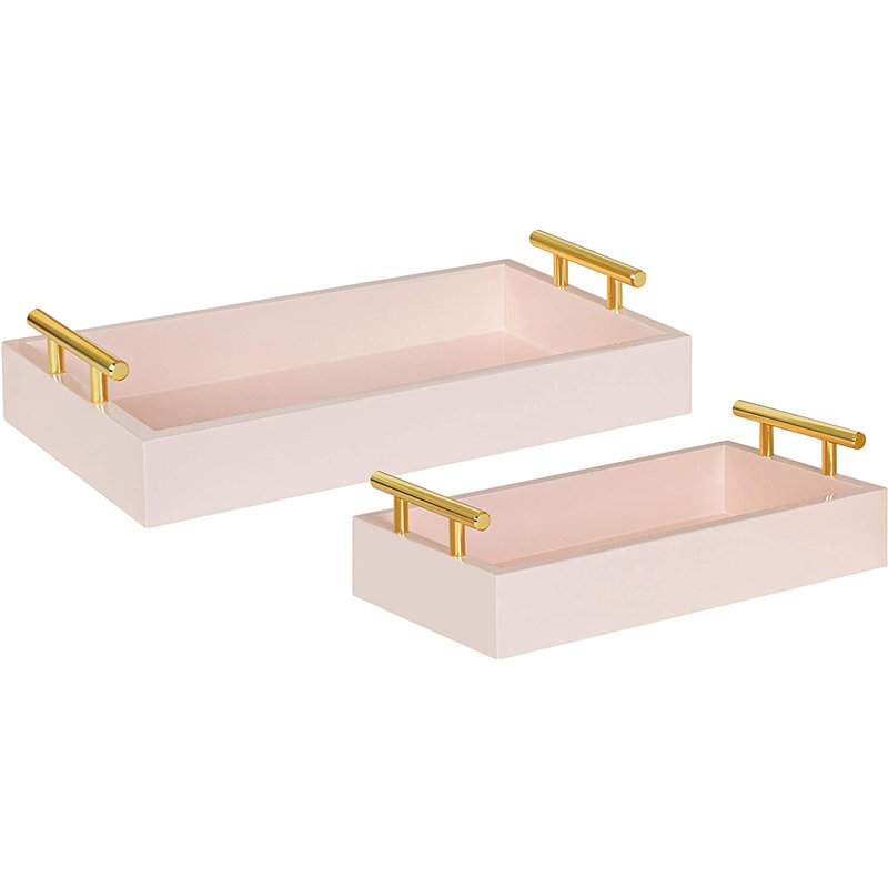 Norvan 2-Piece Rectangle Decorative Trays , Pink