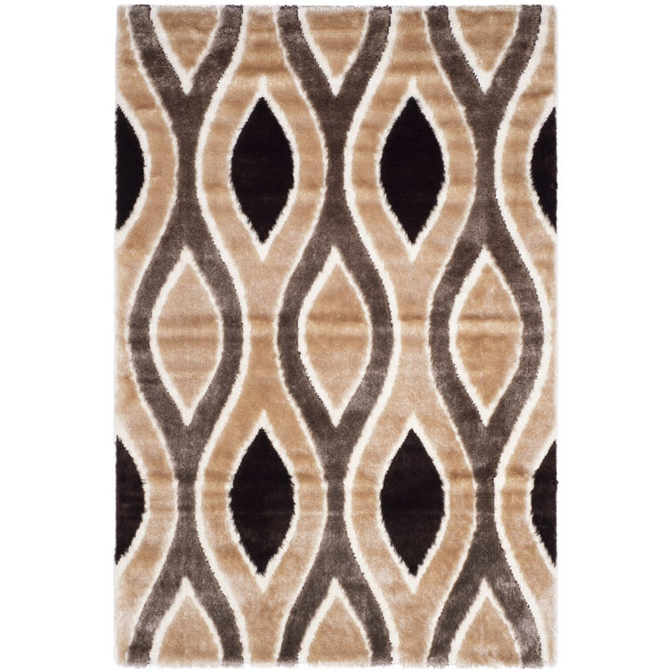 Tapis beige / brun en polypropylène à poils longs Callensburg
