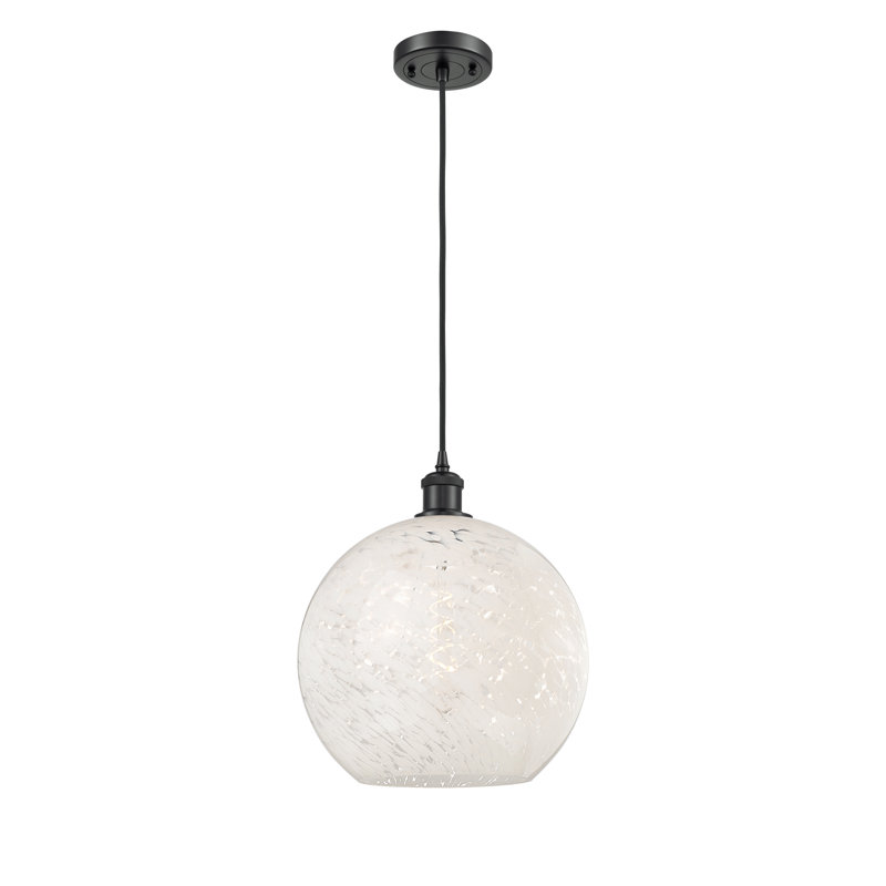 Luminaire suspendu 1 lumière Nathalie, H 13,5 po x l 12 po x P 12 po, Noir mat