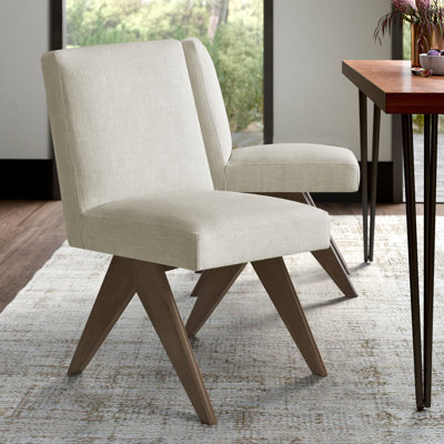 18'' Seat Height Upholstered Solid Wood Legs Dining Chair (Set of 2)