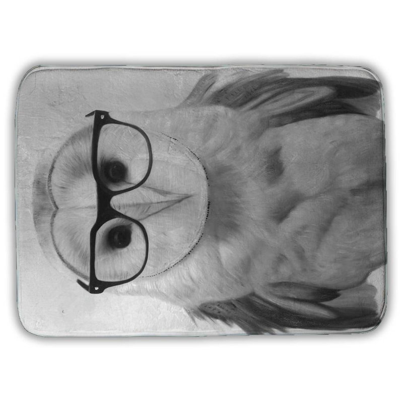Realistic barn owl with glasses Bath Mat with Non-Slip Backing - Quick Dry Memory Foam Bathroom Rug - Absorbent - Modern Plush Spa-Style - Machine Washable