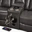 Canapé d'angle inclinable électrique en forme de L, entièrement assemblé, revêtement en similicuir, console intelligente avec Bluetooth, chargeur sans fil, tablette rabattable et éclairage d'ambiance DEL 7 couleurs, gris-1382954519