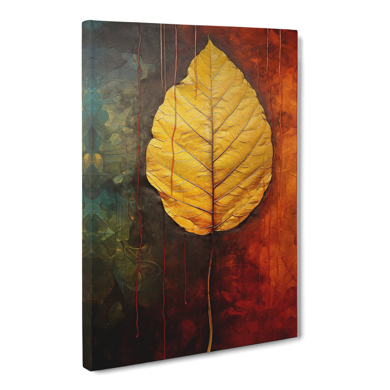 Leaf Hard Edge Painting - Wrapped Canvas, 50cm H x 35cm W x 3cm D