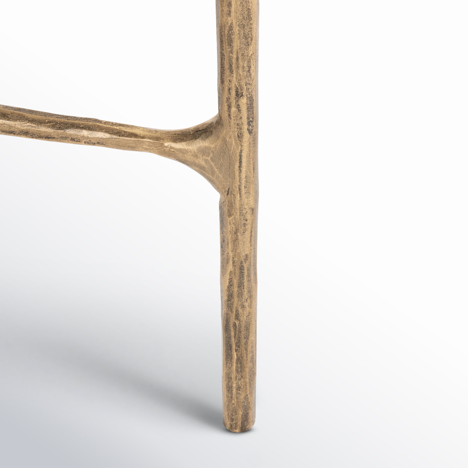 Evelynn Glass Cross Legs End Table, Brass