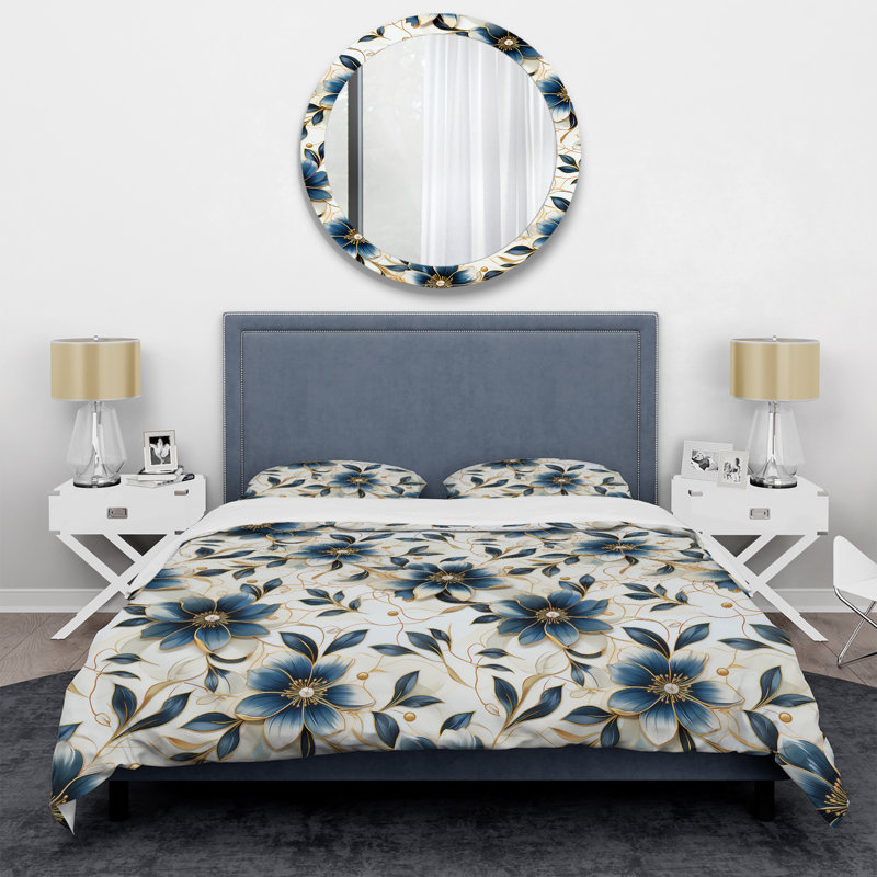 Ensemble de housse de couette rétro à motif marbré rétro, Housse de couette simple + 1 taie décorative stan