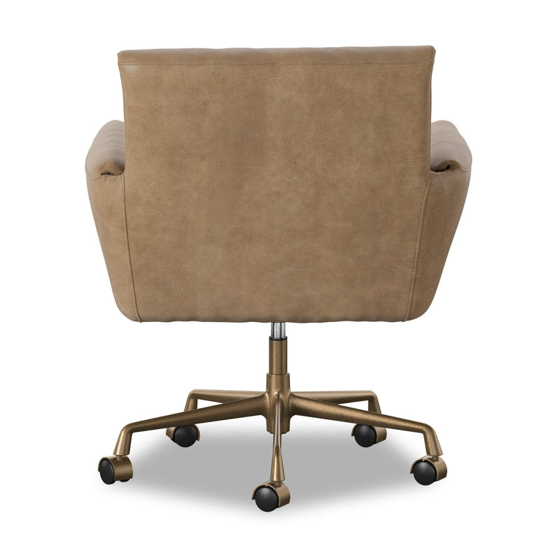 Salerno Desk Chair, Leather, Taupe Brown
