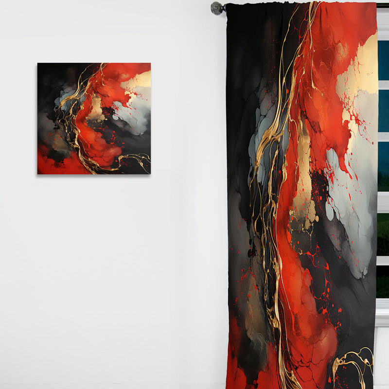 Linquist - Peinture - Rideau abstrait obscurcissant - 1 panneau, L 52 po x L 95 po