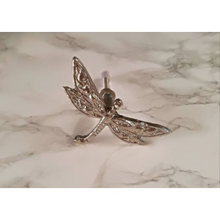 Silver Dragonfly Cabinet Knob