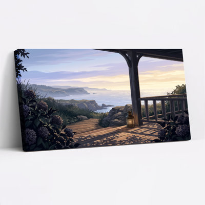 Ensemble de 1 tableau sur toile représentant une véranda côtière