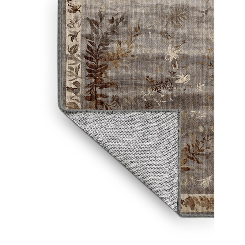 Machine Washable Gray Area Rug, Square 5'