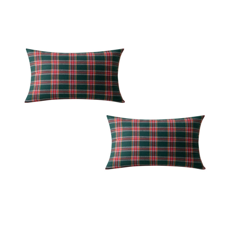 Housse de coussin rectangulaire 100% coton, Rouge/jaune, 22 po x 14 po