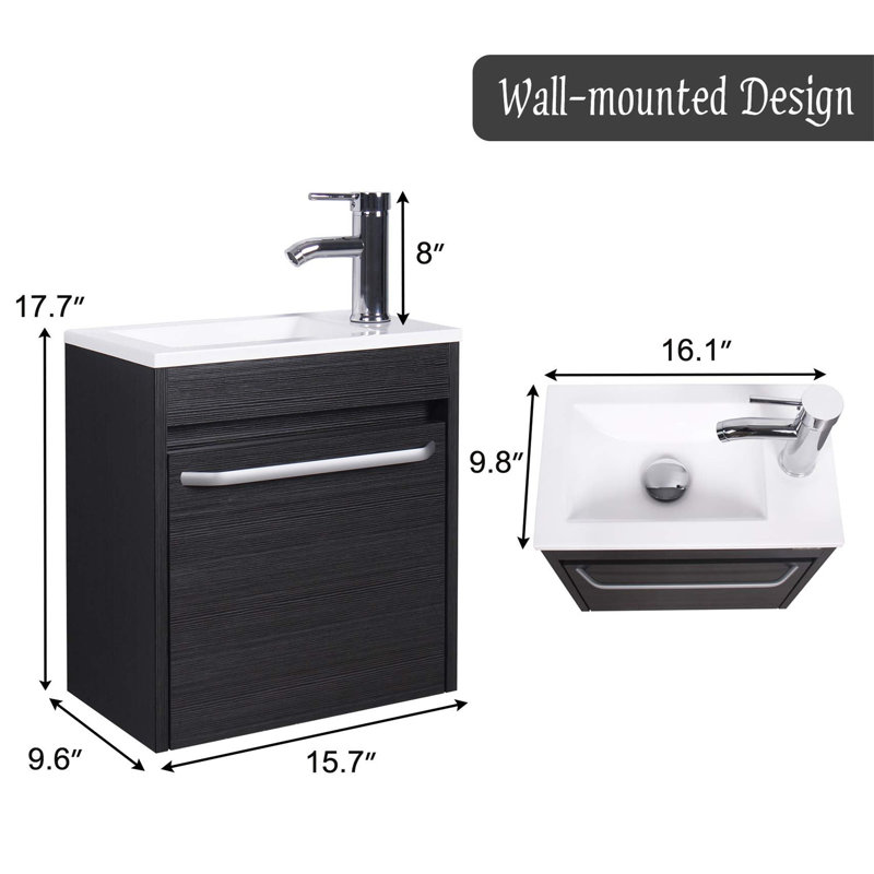 16.14'' Single Bathroom Vanity with Plastic Top