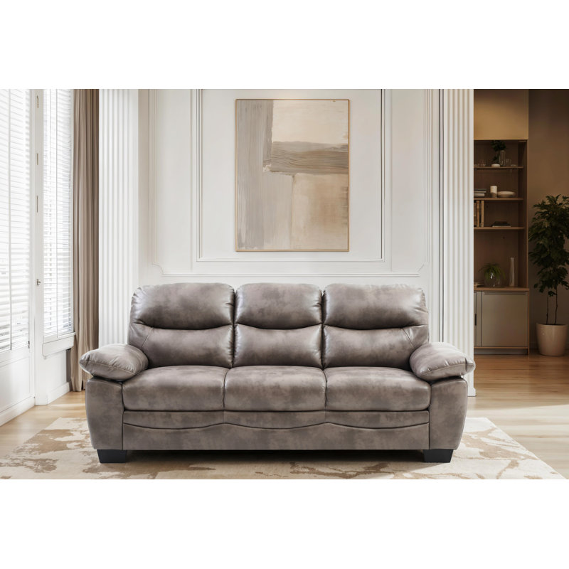 Londonderry Gray Faux Leather Sofa, Gray