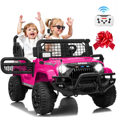 Voiture pour enfants à 2 places avec 4 moteurs, Bluetooth, USB, MP3, lecteur de musique, affichage électrique pour tout-petits Rose