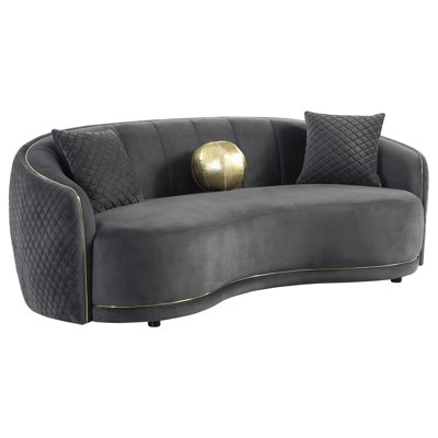 Luxe Dark Grey Upholstered Curved Sofa