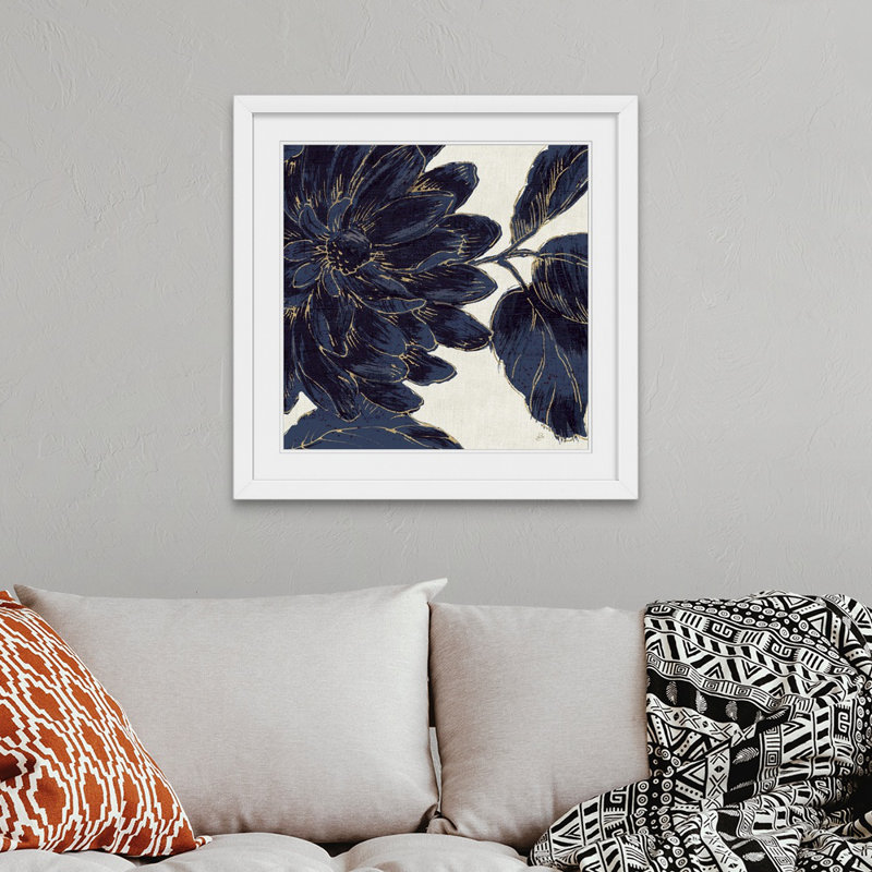 «Indigo Garden I», reproduction d'impression, H 32 po x l 32 po x P 1 po, Cadre blanc