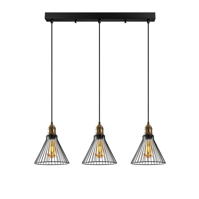 Luminaire suspendu pour îlot de cuisine 3 lumières Hufford