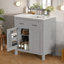 Meuble-lavabo 30 po avec lavabo en céramique, meuble-lavabo simple gris moderne avec 2 portes et une tablette, portes à fermeture douce-868542826
