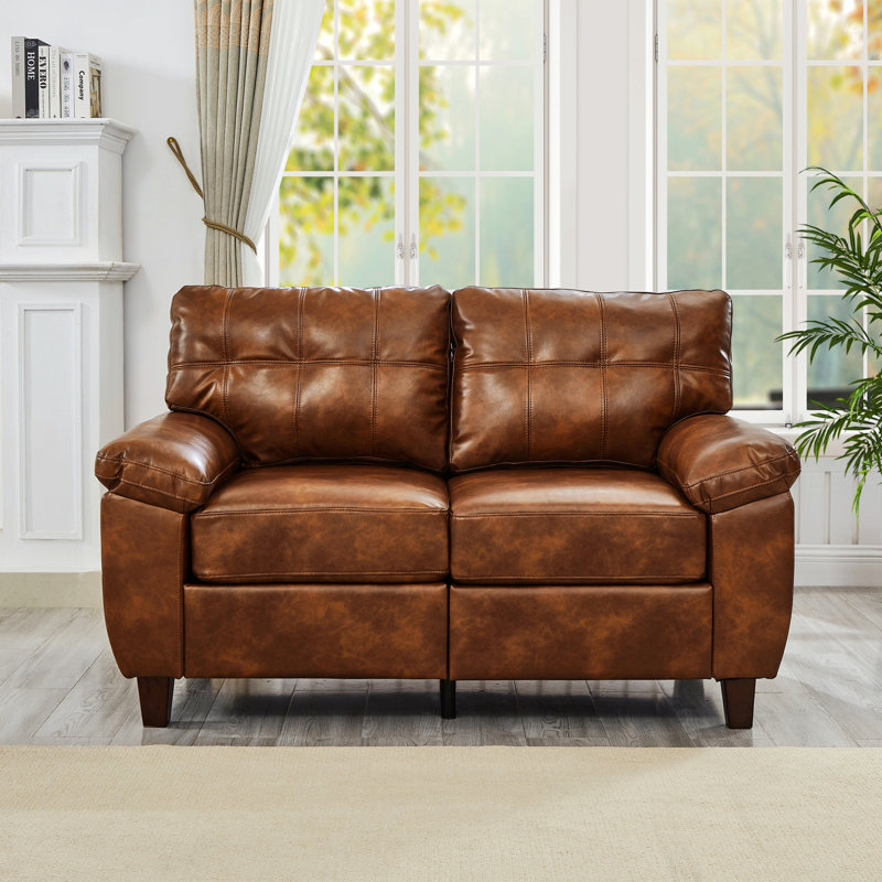 Causeuse moderne avec accoudoirs larges et rangement, Brun