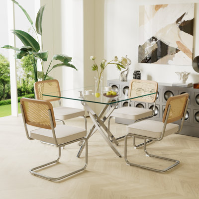 36in Square Glass Top Dining Set