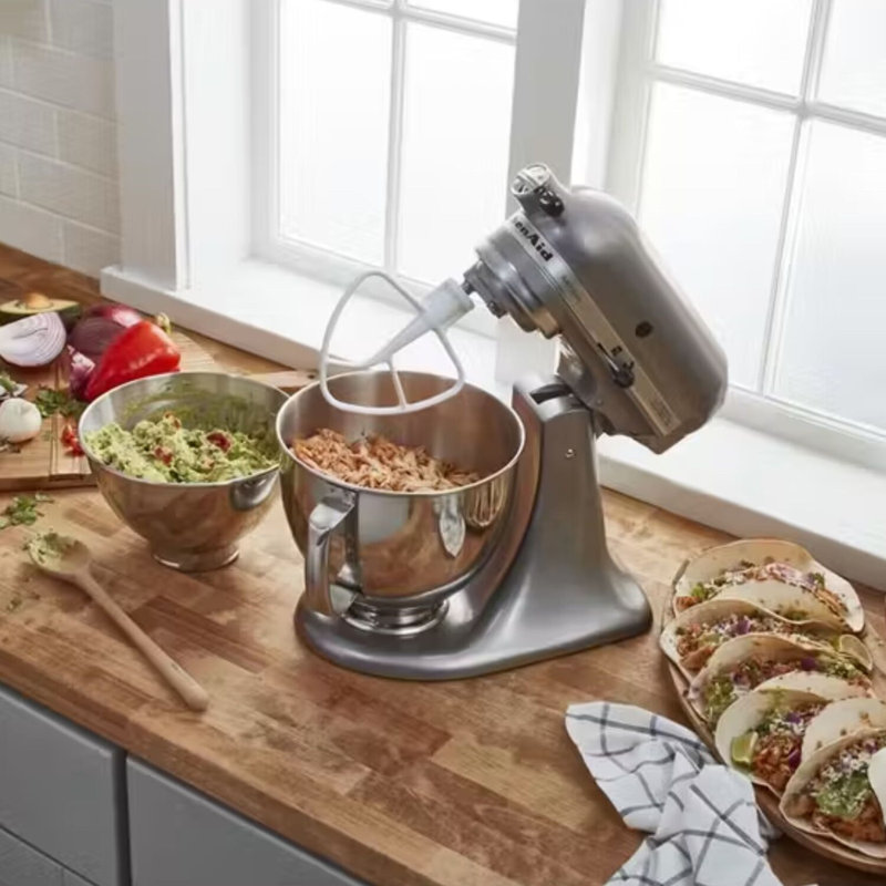 Value Bundle Artisan Series 5 Quart Tilt-Head Stand Mixer in Aqua Sky with additional 3 Quart bowl, Contour Silver