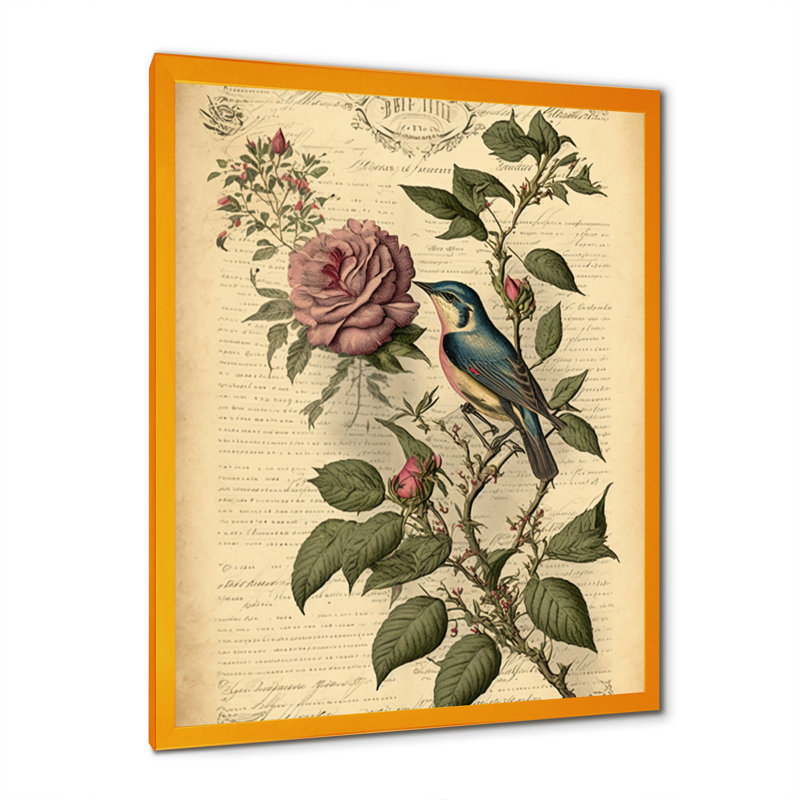 Victorian Retro Rose I - reproduction sur toile, H 32 po x l 24 po x P 1 po, Impression dorée sur toile encadrée
