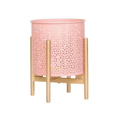 Jalesse Boho Indoor Metal Pot Planter With 4-Leg Metal Base