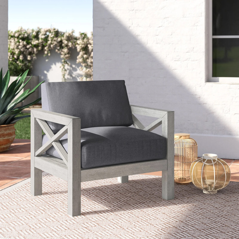 Chaise de patio avec coussins Sunbrella Abbi-Rose, Cast Oasis Sunbrella tissage uni