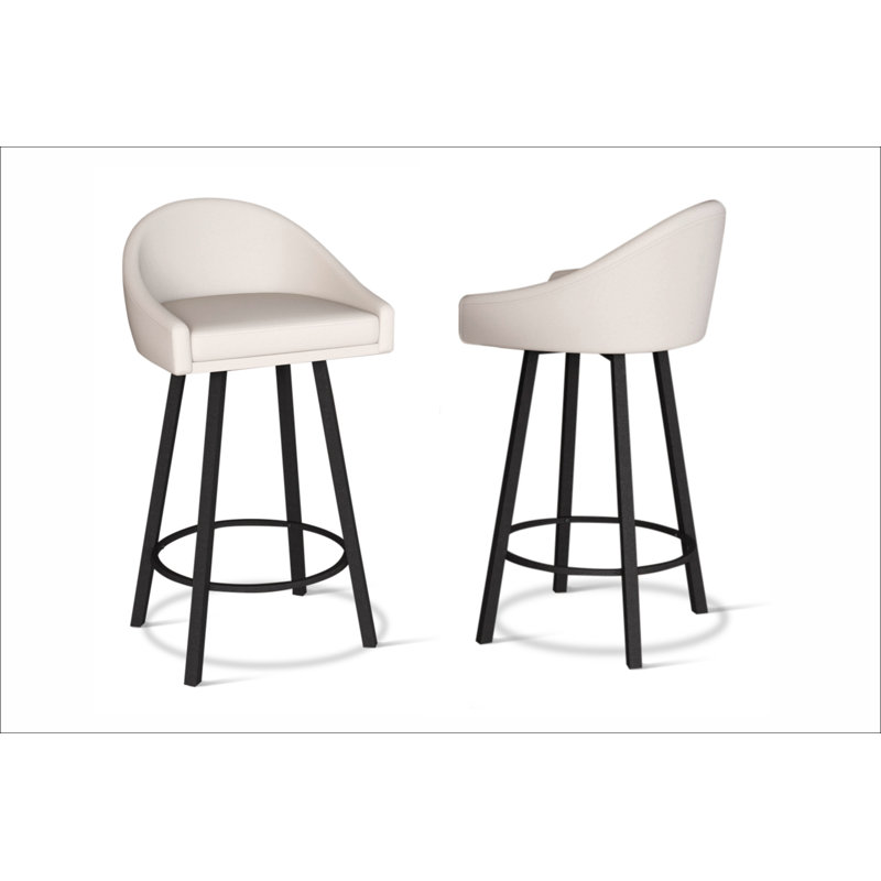 Tabouret de comptoir pivotant 26 po Aoibh, Tabouret de comptoir (siège d'une hauteur de 26 p, Blanc cassé