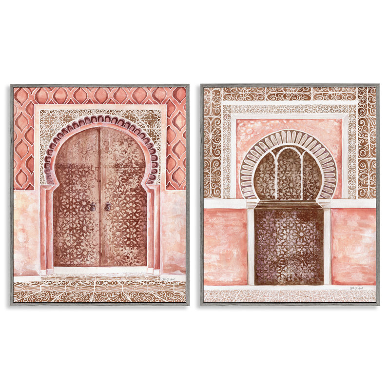 Ensemble de 2 estampes marocaines en mosaïque marocaine encadrées par Yvette St. Amant, Estampe numérique Farmhouse