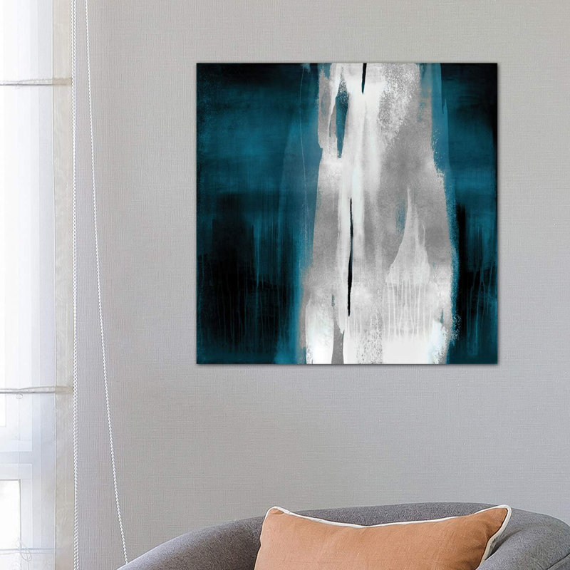 Free Fall Teal With Silver I by Christine Wright - Wrapped Canvas Painting, 66.04 cm H x 66.04 cm W x 1.91 cm D