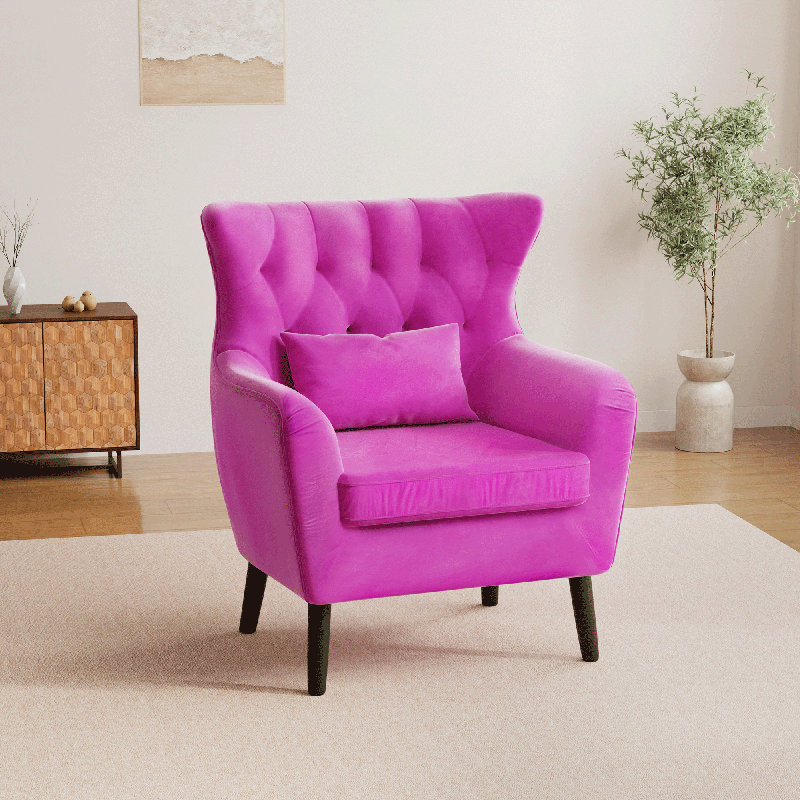 Ensemble de 2 chaises d'appoint rembourrées en velours épais et confortables, Rose