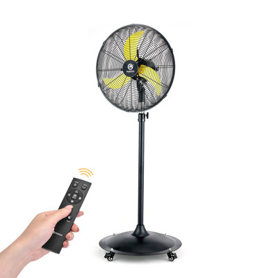 20'' Outdoor Quiet Oscillating Pedestal Fan With Remote Control,Eco BLDC Motor, 5000CFM, 4-Speed,Waterproof  large Cooling Fan for Patios, Commercial, Garage, Workshop