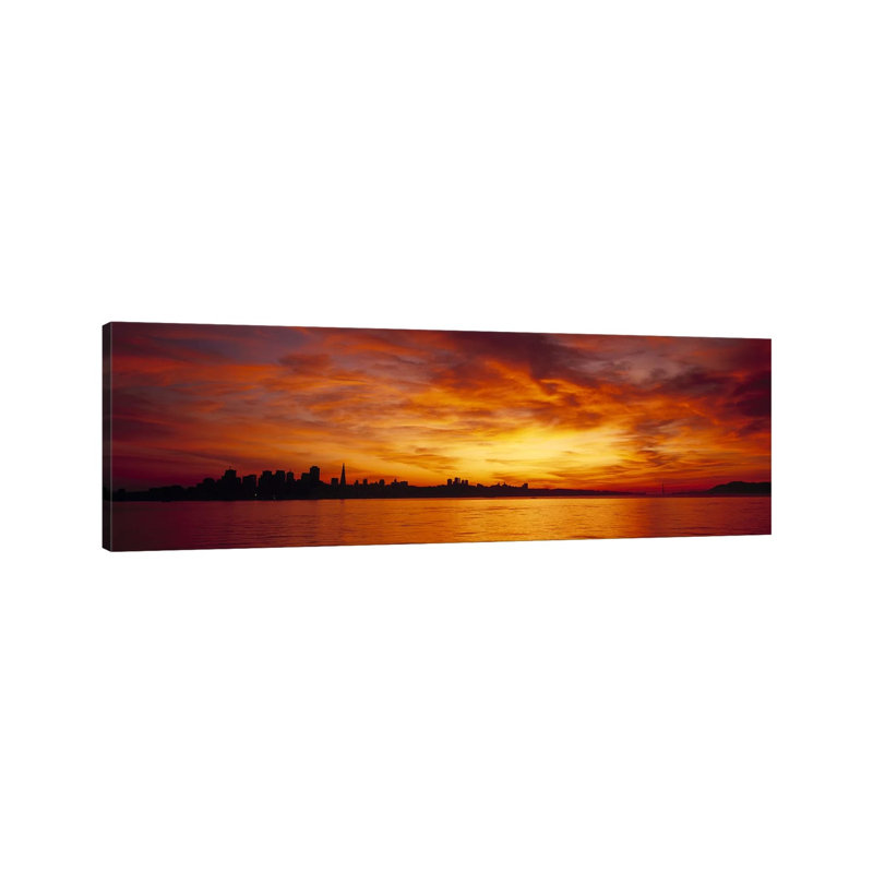 Silhouette Of Buildings At The Waterfront, San Francisco, California, USA by Panoramic Images - Wrapped Canvas Panoramic Print