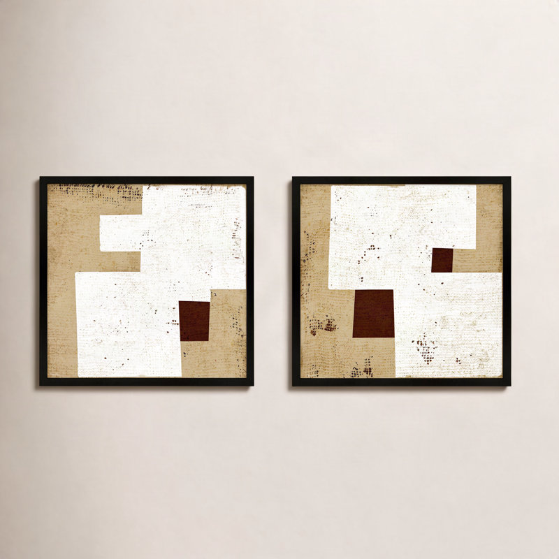 Ensemble de carrés carrés 1 et 2 par Marco Marella pour Studio M - Art mural encadré, 36" H x 36" W, Paper, Maple