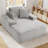50'' Faux Fur Large Bean Bag Chair Oversized Boneless Chaise Lounge Chair Indoor with Pillows-111095979