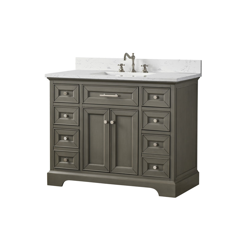 Thompson 42" W Single Bathroom Vanity, Silver Gray/Brushed Nickel