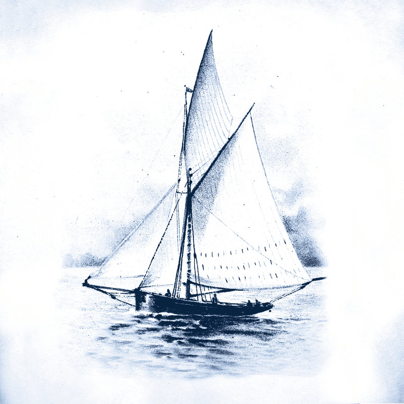 Blue White Boat - Wrapped Canvas Print, 122cm H x 122cm W x 3.8cm D