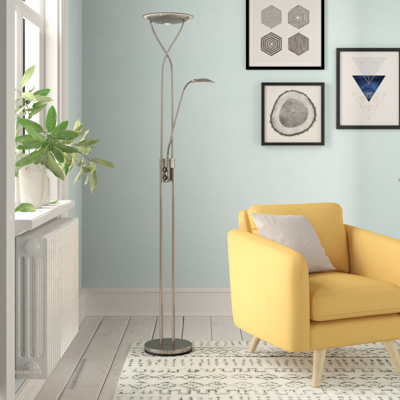 Holliness 180cm LED Torchiere Floor Lamp, Chrome