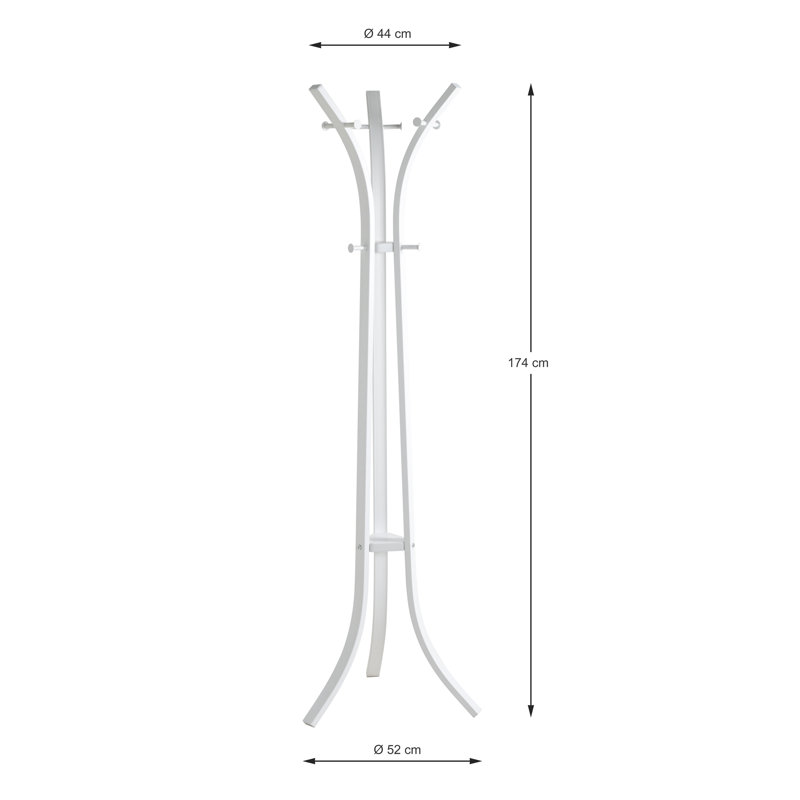 Sparta Steel Freestanding 9 - Hook Coat Rack, White