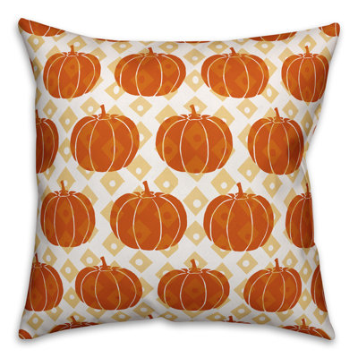  Diamond Pumpkin Pattern Throw Pillow