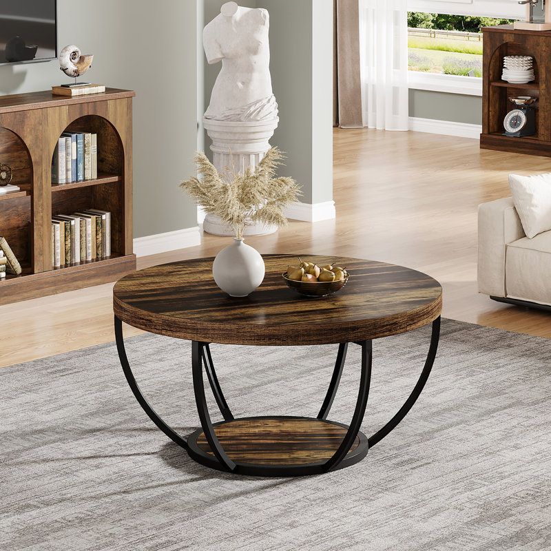 Table basse à plancher, Marron clair, Noir