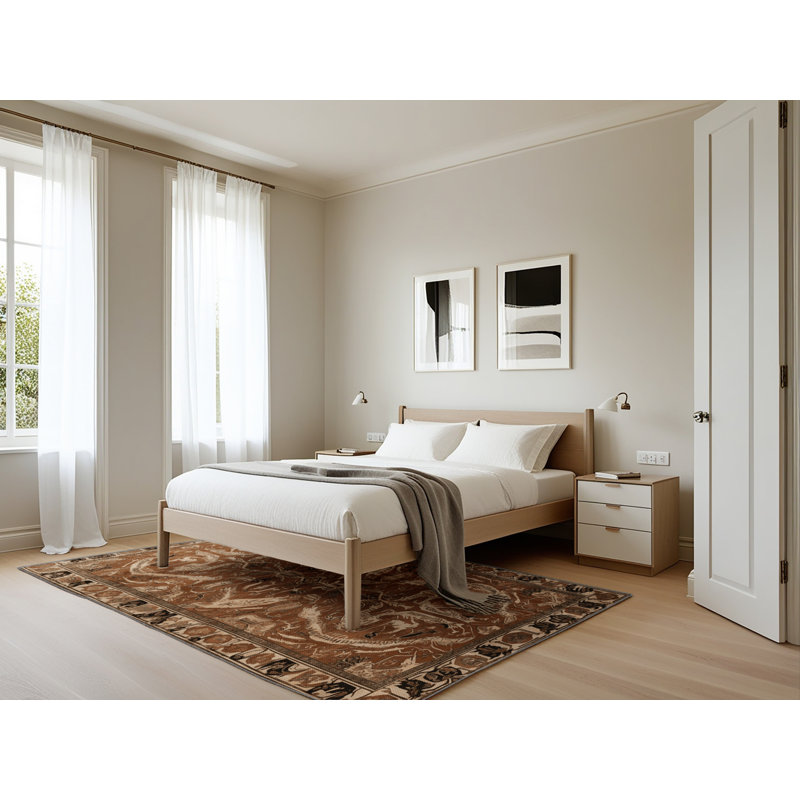 Tapis brun lavable à la machine, Rectangle 5 pi x 7 pi