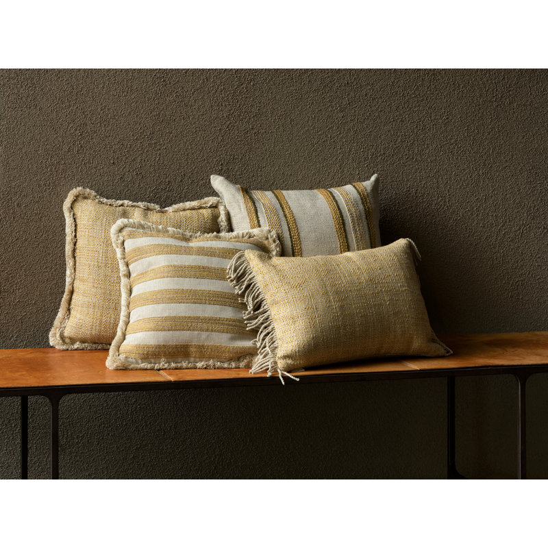 Indira Pillow Cover & Insert, Rabat Ochre Striped, Square 19.69"