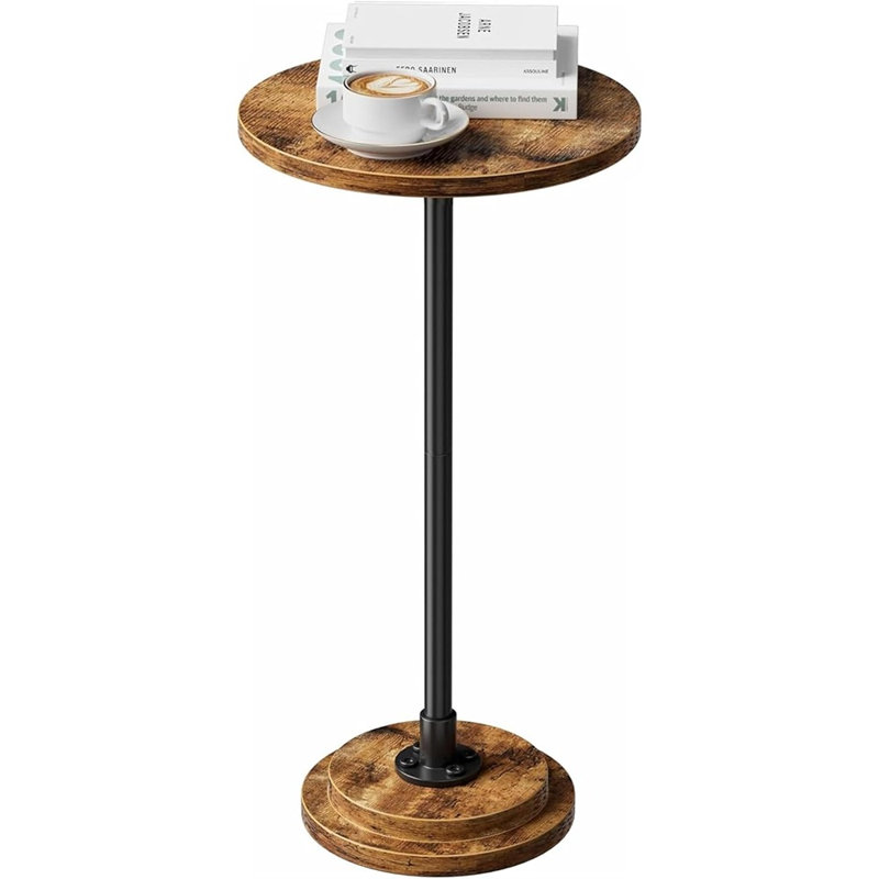 Petite table d'appoint ronde, table de boissons, table de bout pour le salon, table basse pour la chambre à coucher, brun rustique Trend