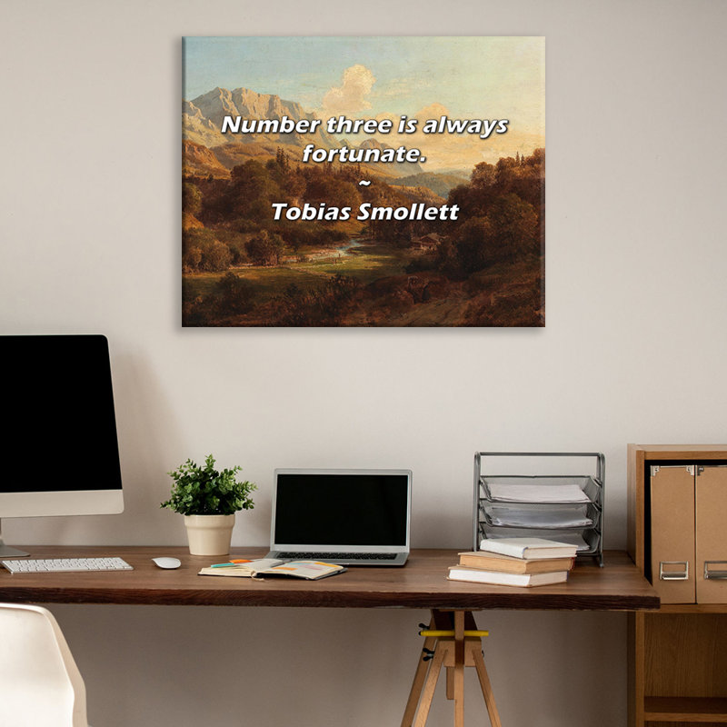 Citation artistique «Le numéro trois est toujours une chance». Toile tendue par By Tobias Smollett Gallery