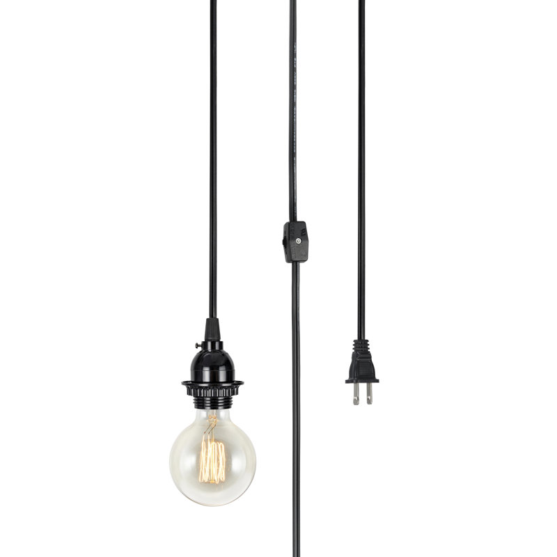Luminaire suspendu à 1 lumière Elizebeth, Noir mat
