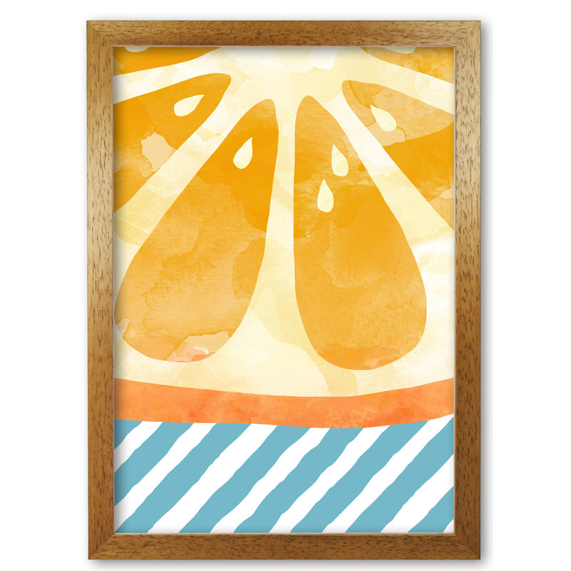 Orange Abstract - Print, Honey Oak Frame, 42 cm H x 30 cm W x 5 cm D