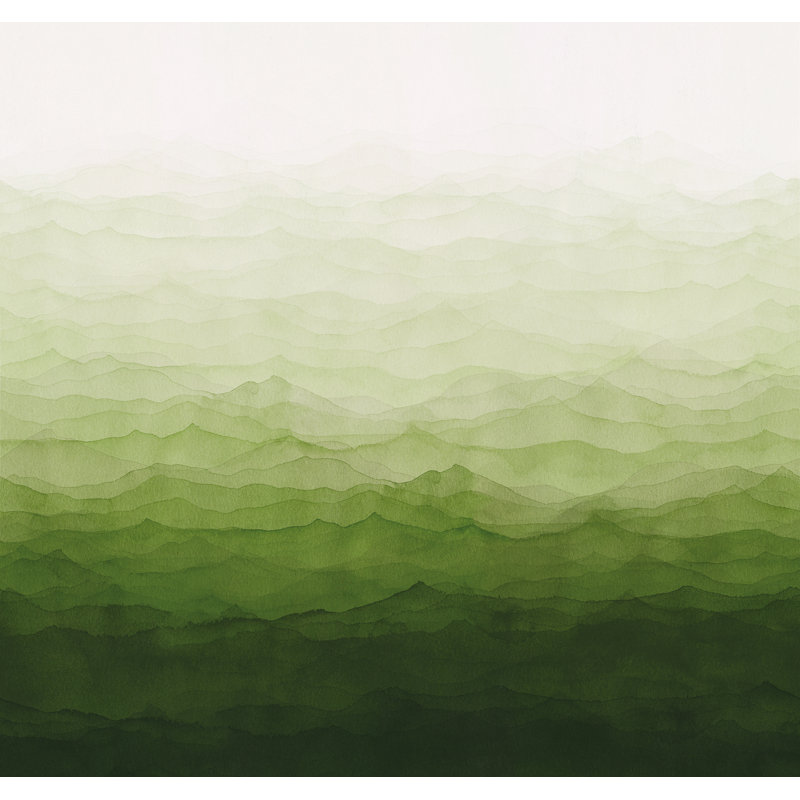 Papier peint texturé à imprimé aquarelle Garden, Vert