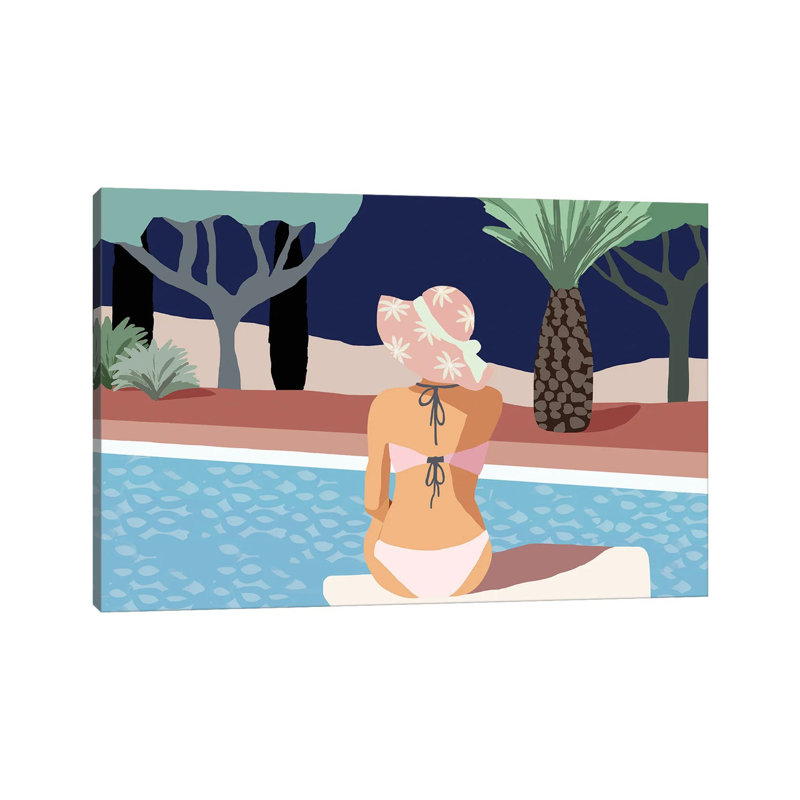 «Pool Days II» par Flora Kouta, impression sur toile tendue, H 18 po x l 26 po x P 1,5 po